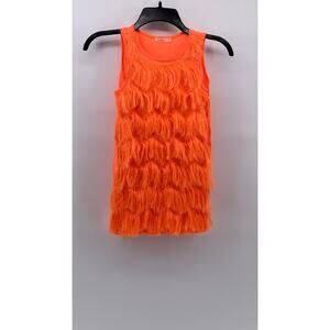 BILLIEBLUSH Girls' Orange Fringe Crewneck Sleeveless Tank Dress SZ 6